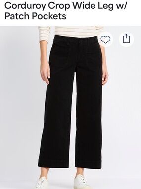 Liverpool Corduroy Crop Wide Leg Pants in Black